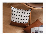 Leather Patchwork Throw Pillow Linen Cotton Bedroom Office Sofa Chair Decorative Cushion Cover Home Decor Pillowcase Home Solutions Maniac