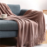 Home Decorative Thickened Knitted Blanket Corn Grain Waffle Embossed Winter Warm Tassels Throw Bedspread 130x240cm Home Solutions Maniac