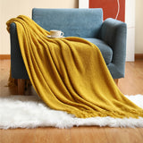 Home Decorative Thickened Knitted Blanket Corn Grain Waffle Embossed Winter Warm Tassels Throw Bedspread 130x240cm Home Solutions Maniac