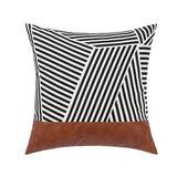 Leather Patchwork Throw Pillow Linen Cotton Bedroom Office Sofa Chair Decorative Cushion Cover Home Decor Pillowcase Home Solutions Maniac