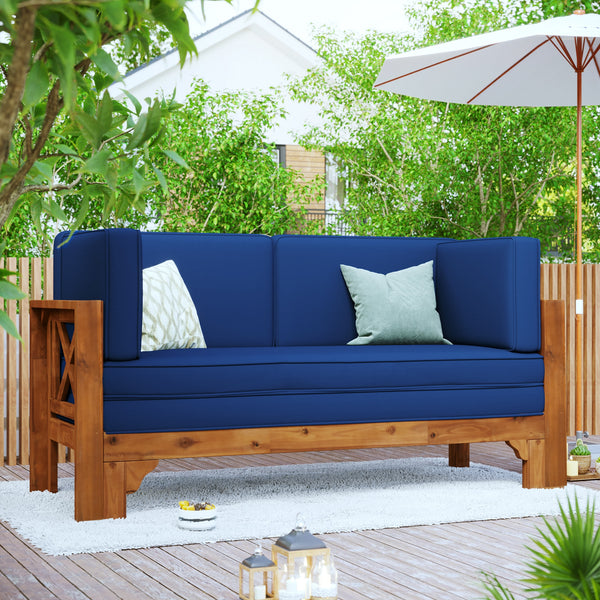 Outdoor Patio Extendable Wooden Sofa Set Sectional Furniture Set with Thick Cushions for Balcony,Backyard, Poolside Home Solutions Maniac