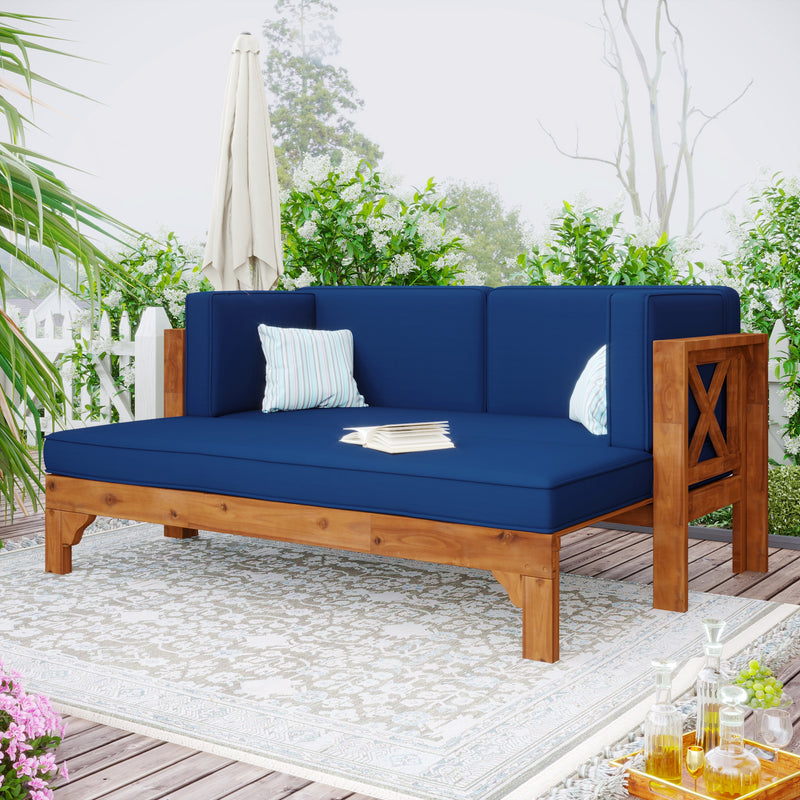 Outdoor Patio Extendable Wooden Sofa Set Sectional Furniture Set with Thick Cushions for Balcony,Backyard, Poolside Home Solutions Maniac