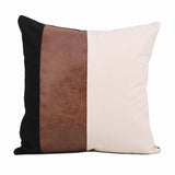 Leather Patchwork Throw Pillow Linen Cotton Bedroom Office Sofa Chair Decorative Cushion Cover Home Decor Pillowcase Home Solutions Maniac