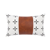 Leather Patchwork Throw Pillow Linen Cotton Bedroom Office Sofa Chair Decorative Cushion Cover Home Decor Pillowcase Home Solutions Maniac