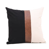 Leather Patchwork Throw Pillow Linen Cotton Bedroom Office Sofa Chair Decorative Cushion Cover Home Decor Pillowcase Home Solutions Maniac