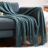 Home Decorative Thickened Knitted Blanket Corn Grain Waffle Embossed Winter Warm Tassels Throw Bedspread 130x240cm Home Solutions Maniac