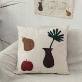 Cheeky Cat & Monstera Leaf Embroidered Cushion Cover Home Solutions Maniac